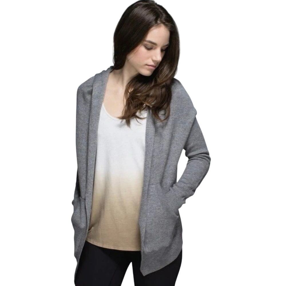 Lululemon Cabin Yogi Wrap Heathered Gray Wrap Cardigan Reversible Size Medium